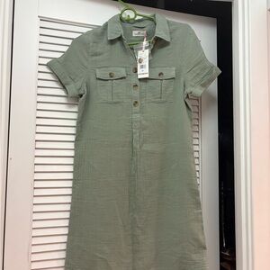 Vineyard Vines Olive Green Short-Sleeve Shirt Dress